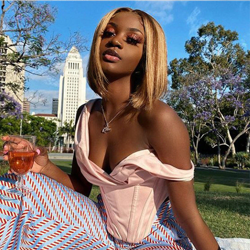 Coolhair Wig Raw Hair Blunt Cut Bob Wig Lace Frontal Blunt Cut Short Bob Lace Front Glueless Double Drawn Straight Bob Wigs