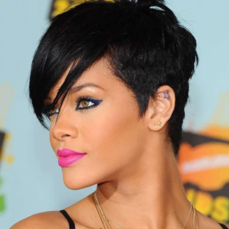 African women's short straight hair with slanted bangs manufacturer wholesale high temperature silk wig and headband