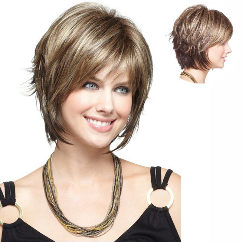 Coolhair Wig High Quality Heat Resistant Women Mechanism Synthetic Wig with Bang Layered Short Wig for Women
