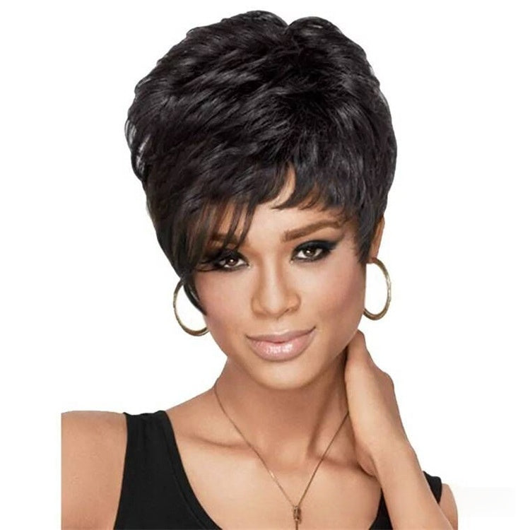 Coolhair Straight Brown Synthetic Hair Wig Bangs Short Pixie Cut Women's Heat Resistant 100% Density