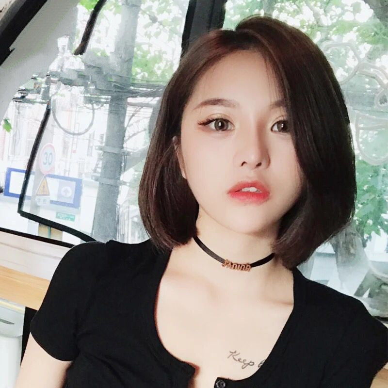 Wig for women with short hair, straight hair, bobo hairstyle, cosplay, bangs, fashion, student headgear