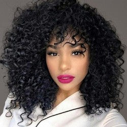 Coolhair Wholesale Afro Natural Kinky Curl Heat Resistant Synthetic High Temperature Fiber Wig Natural Hairline 100% Density