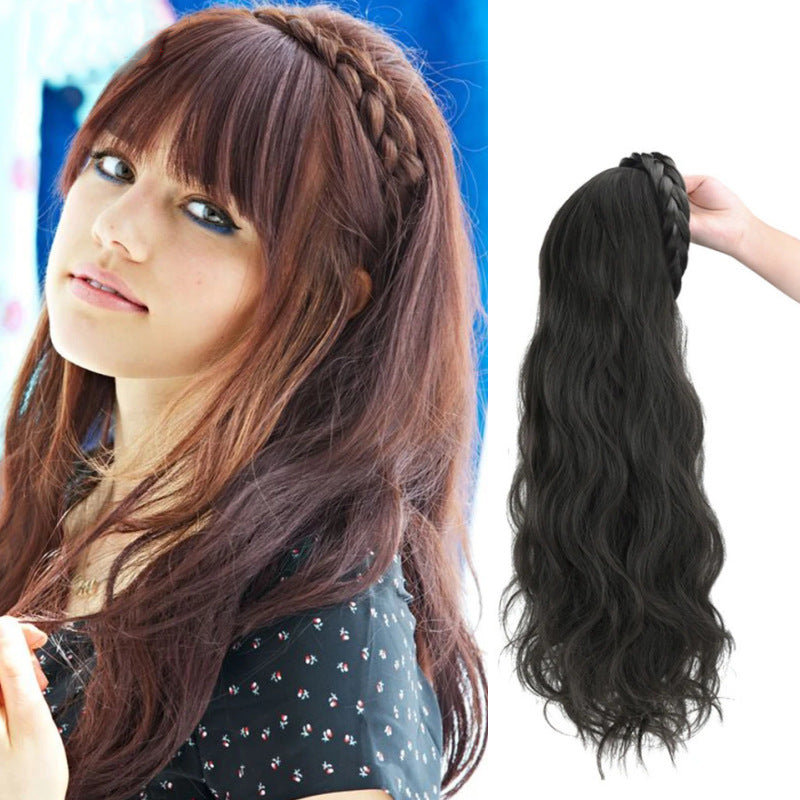 Fishbone headband wig, feminine style, slender straight hair, height increasing, skull top hair extensions, synthetic U-shaped