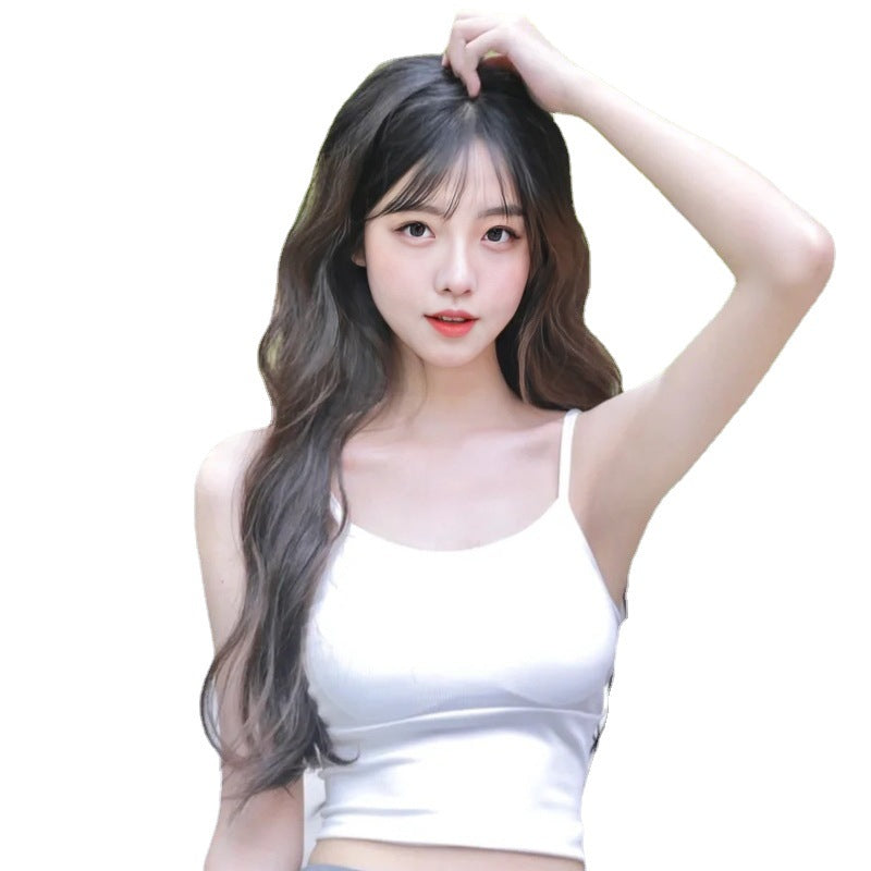 European American Adjustable Women's Wig Air Bangs Long Curly Hair Fluffy Big Waves Waist Length Full Head Cover