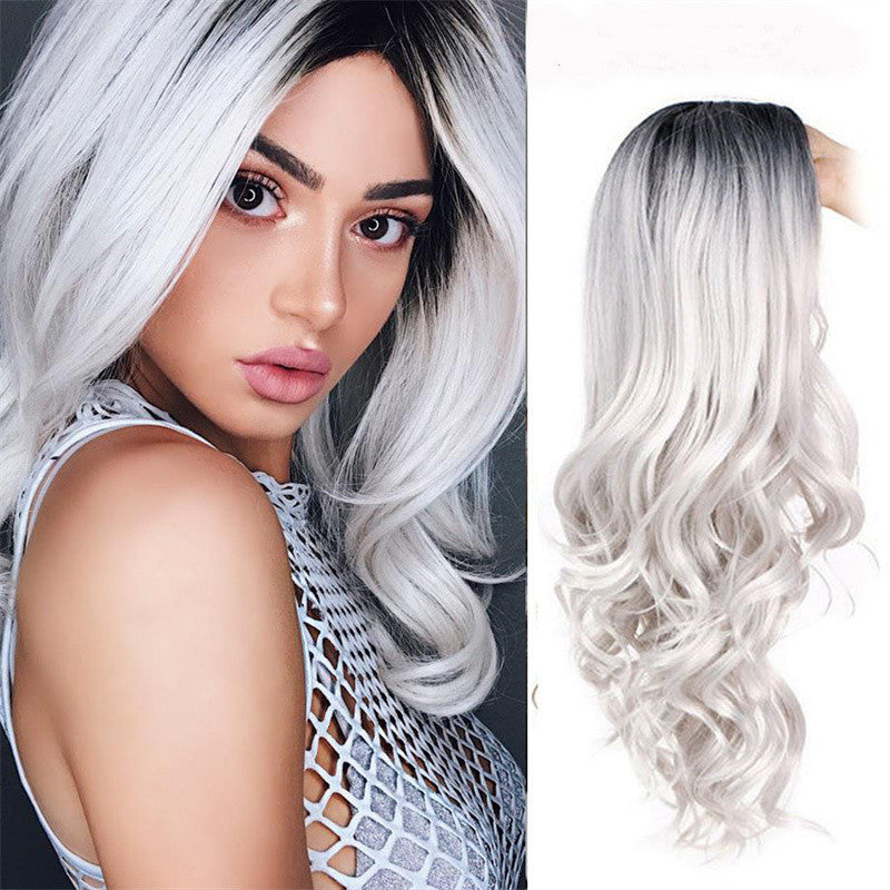 European American Body Wave Full Head Cover Women Breathable Wig 100% Density Natural Hairline Heat Resistant Gradient