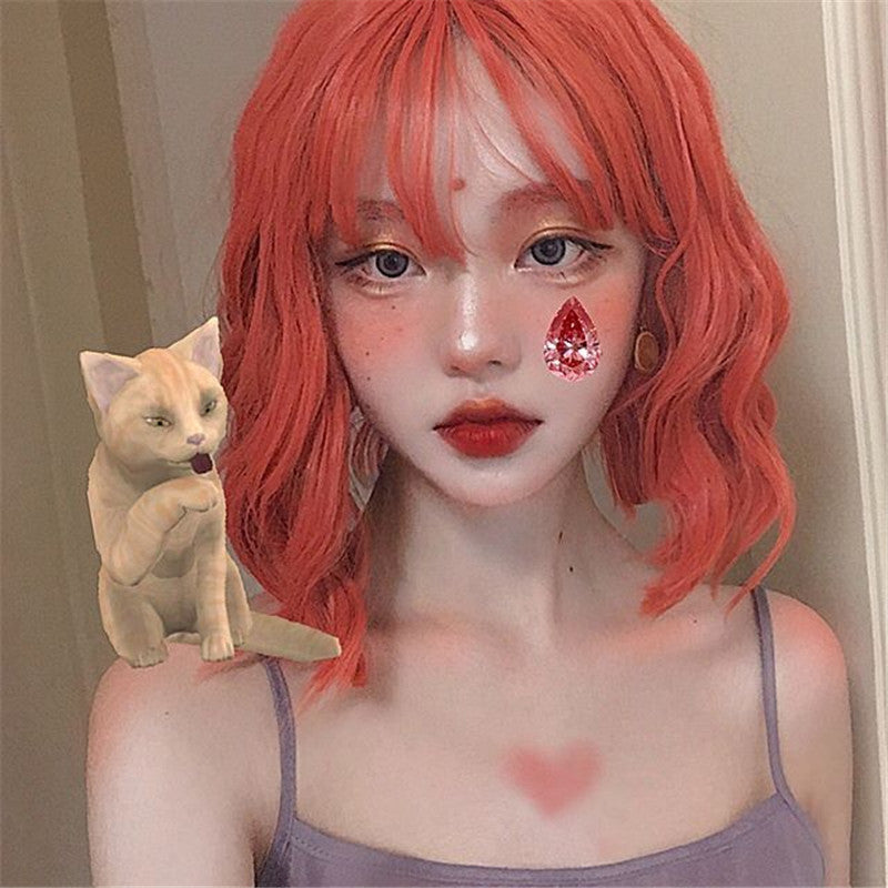 Manufacturer In-stock Wholesale Coolhair Wig Fashion Orange Air Bang Wig Body Wave Machine Made