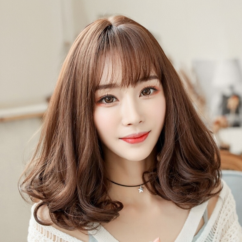 Coolhair Wig Natural Curly Synthetic Women's Wigs with Long Bangs White Stock Colored Short Bob Stylish