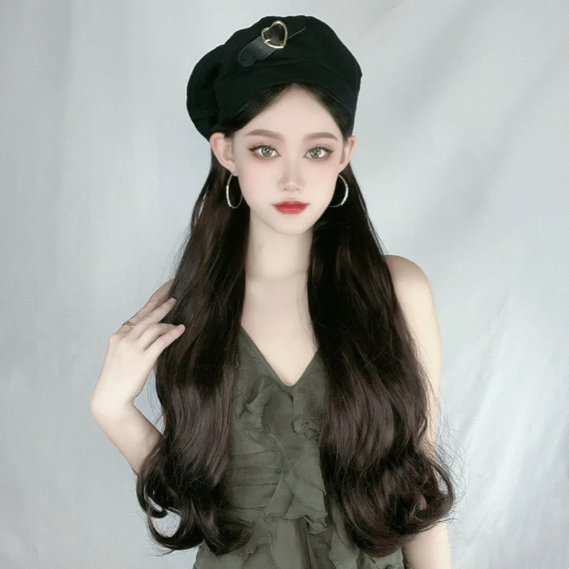 Coolhair Heart Beret Long Water Wave Wig