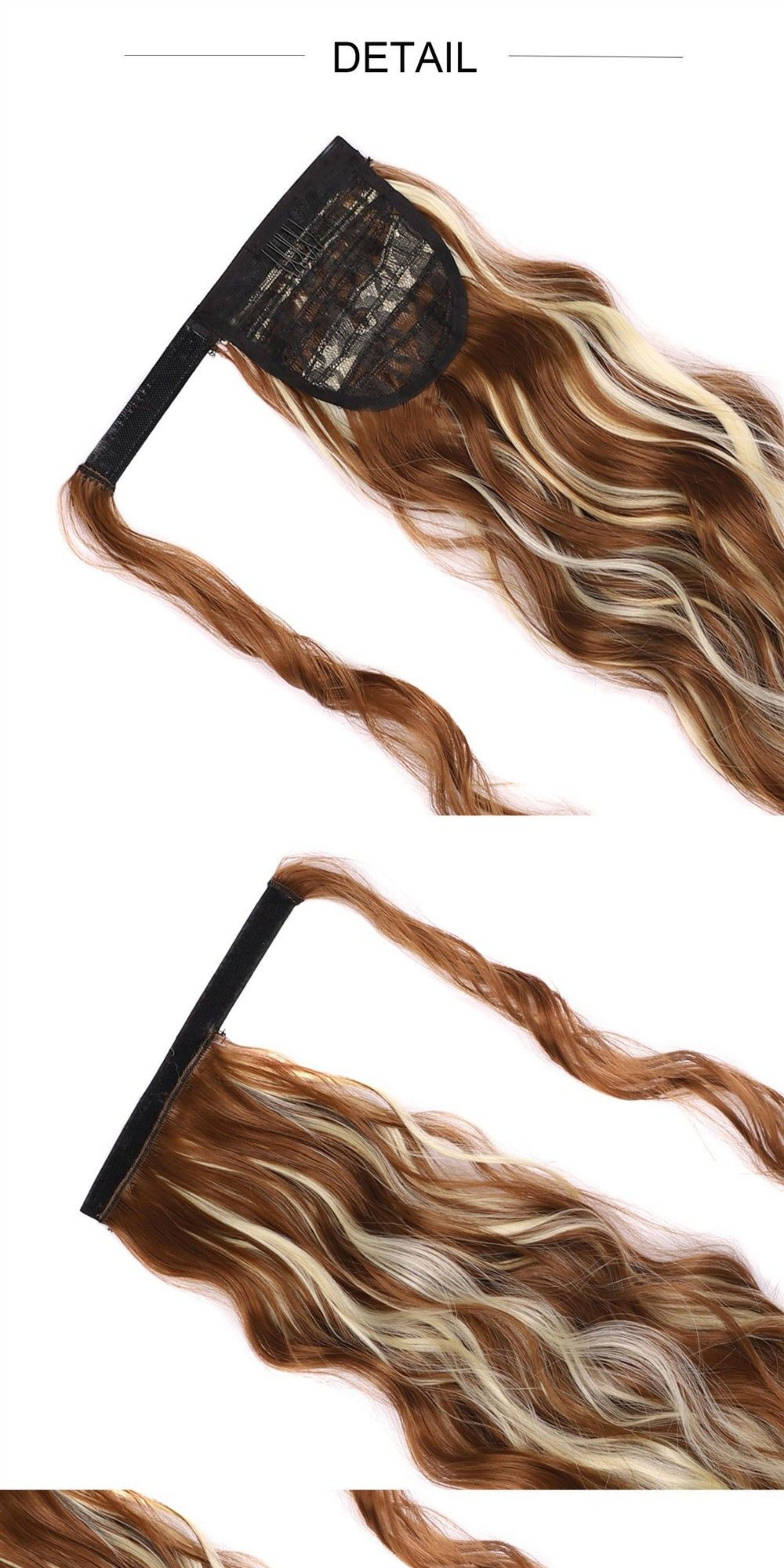 Coolhair Wig High Temperature Fiber Claw Clip Small Cap Natural Hairline Synthetic Hair Long Wavy Ponytail Extensions Women