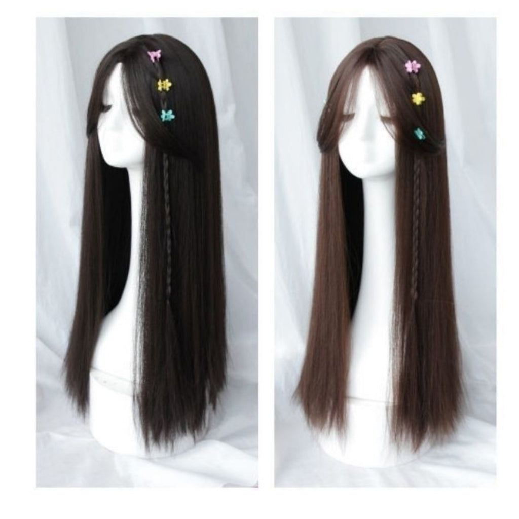 High Density Top Grade Coolhair Wig Half Hand Tied Natural Black Lace Front Machine Made Wigs for Women