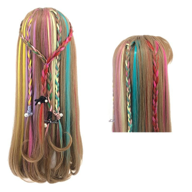 Coolhair Wig Fashionable Colored Wigs Highlight Rainbow Hair Extensions Wigs Clip in One Piece 22 Inches Straight Hair