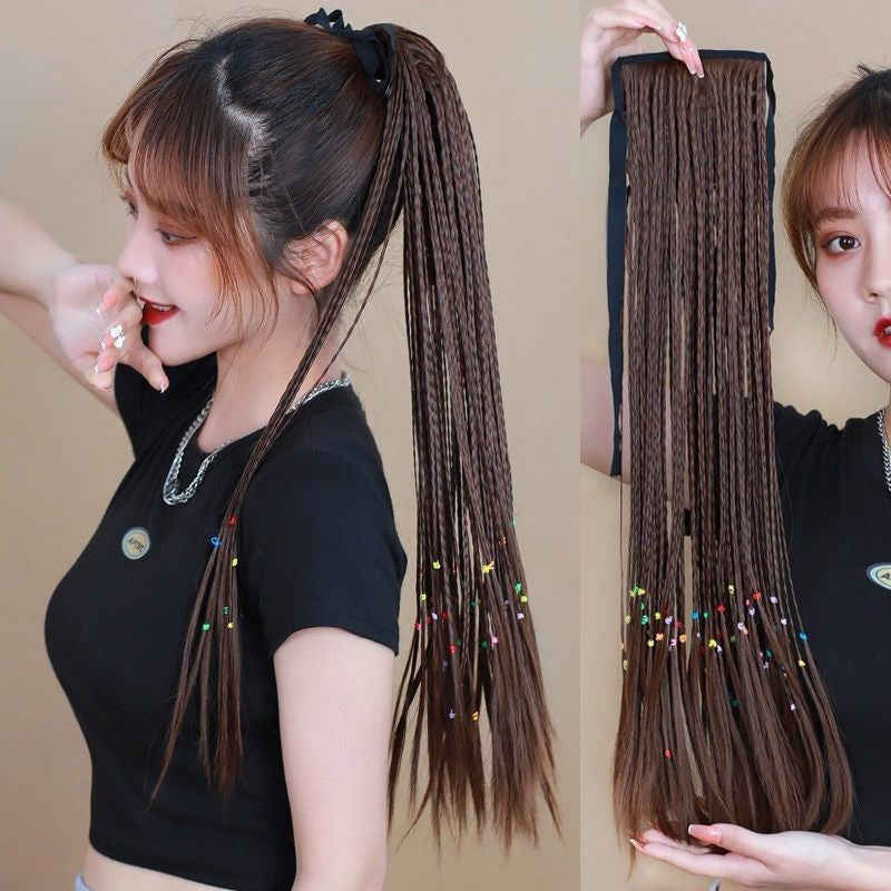 Fashion Trend Colorful Braids Style Coolhair Wig Synthetic Hair Extensions Wrap Around Ponytail for Women