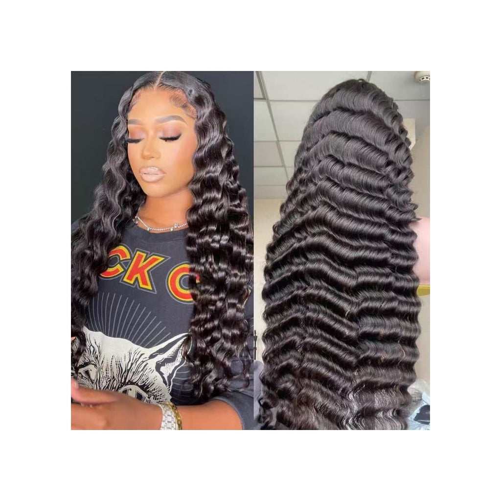 Coolhair Wig High Quality 13x4 HD Transparent Lace Front Wig Raw Vietnamese Deep Water Curly Hair Long Black for Women