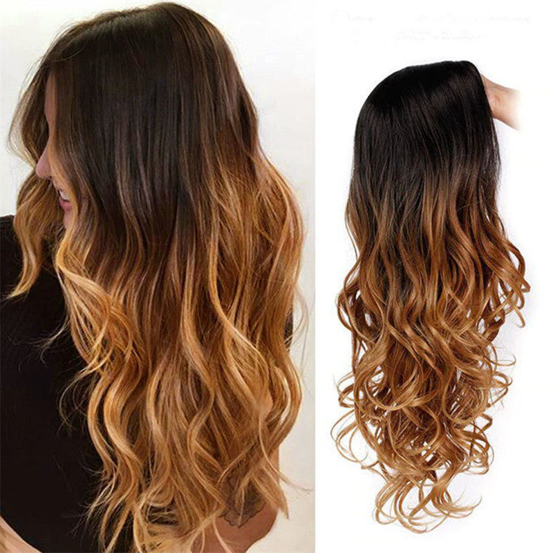 European American Body Wave Full Head Cover Women Breathable Wig 100% Density Natural Hairline Heat Resistant Gradient