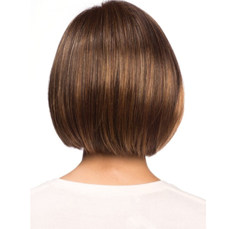 Factory Direct Supply Coolhair Wig European American Style Short Brown Wig with Elegant Trendy Air Bangs