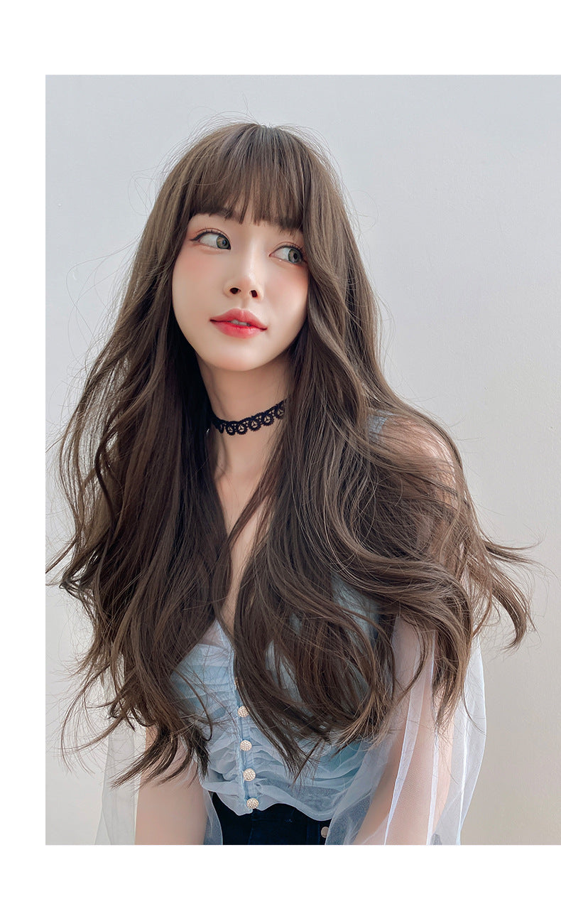 Coolhair Wig Long Brown Wig Wholesale Natural Layer Straight Wig With Bangs Heat Resistant Fibre Synthetic Hair for Daily Party