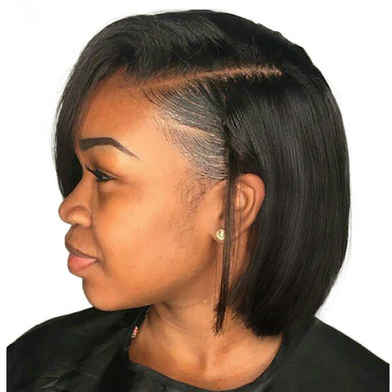 Wigs for women, short straight hair, side split, bobo hairstyle, synthetic headband, wigs, source of goods