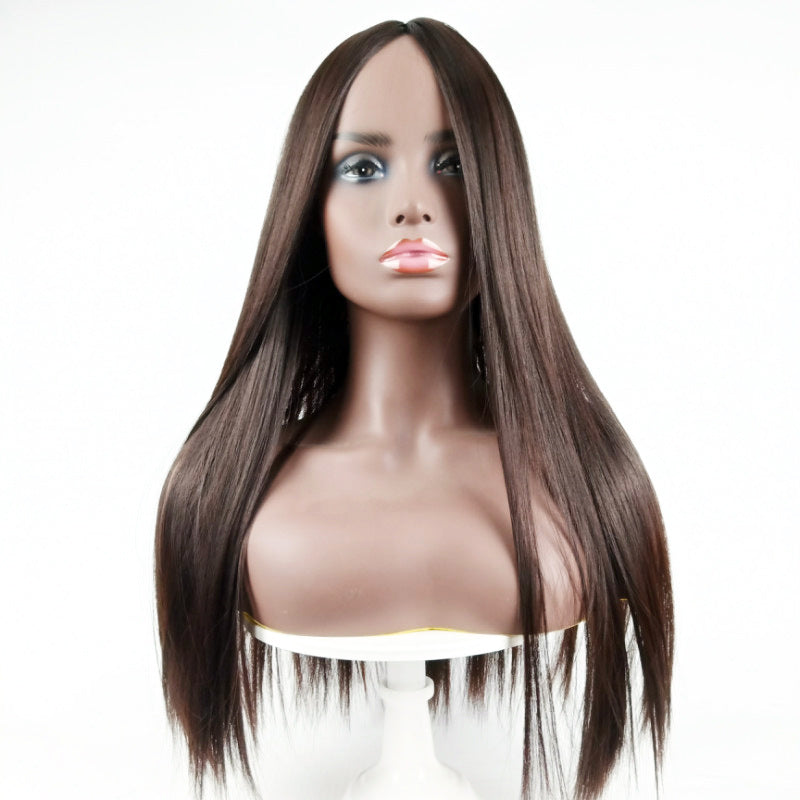 Coolhair Dark Silky Straight Wig Small Cap 100% Density Heat Resistant Natural Hairline for Women
