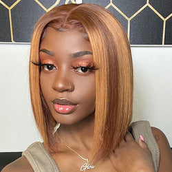 Coolhair Wig Raw Hair Blunt Cut Bob Wig Lace Frontal Blunt Cut Short Bob Lace Front Glueless Double Drawn Straight Bob Wigs
