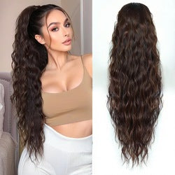 Coolhair Wig Wholesale Fluffy Corn Roll Drawstring Ponytail Ponytail Water Wave Wig Synthetic Hair for Women
