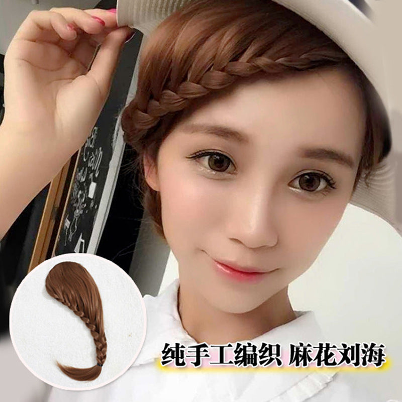 Wholesale Adjustable Braid Headband Hand Tied Breathable Wig Natural Hairline Fried Dough Twists Fishbone Braid Oblique Bangs