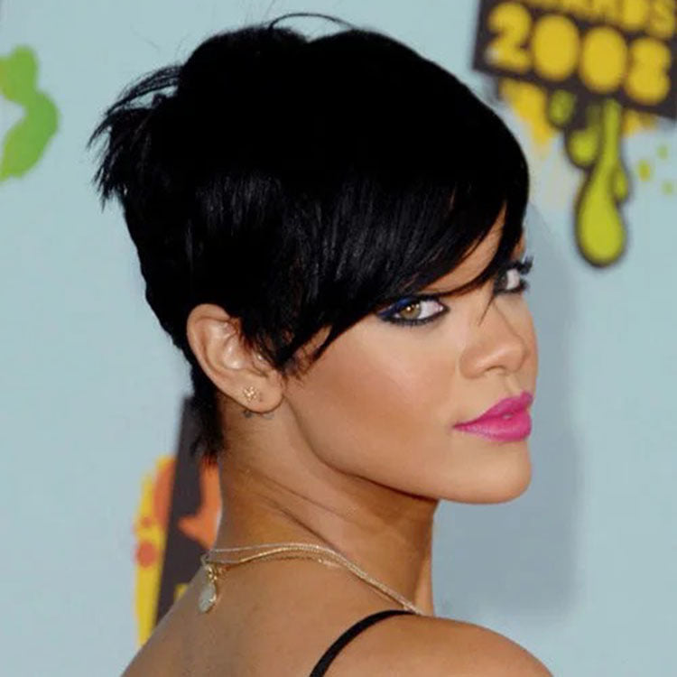 African women's short straight hair with slanted bangs manufacturer wholesale high temperature silk wig and headband