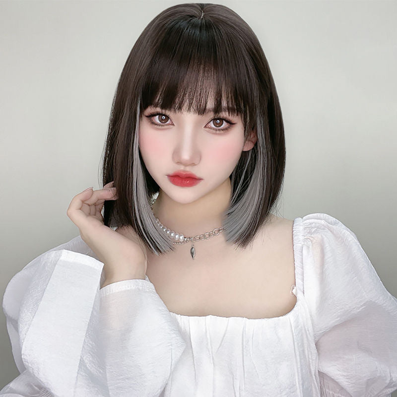 Coolhair Wig Cross-Border Small Women Ear-Hanging Short Bob Bangs Short Straight Hair Fashion Synthetic Wig