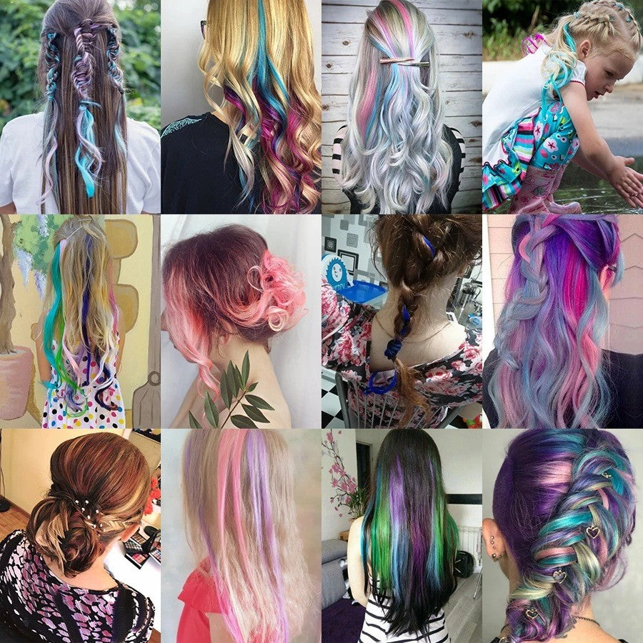 Coolhair Wig Fashionable Colored Wigs Highlight Rainbow Hair Extensions Wigs Clip in One Piece 22 Inches Straight Hair