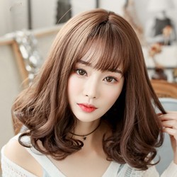 Coolhair Wig Natural Curly Synthetic Women's Wigs with Long Bangs White Stock Colored Short Bob Stylish
