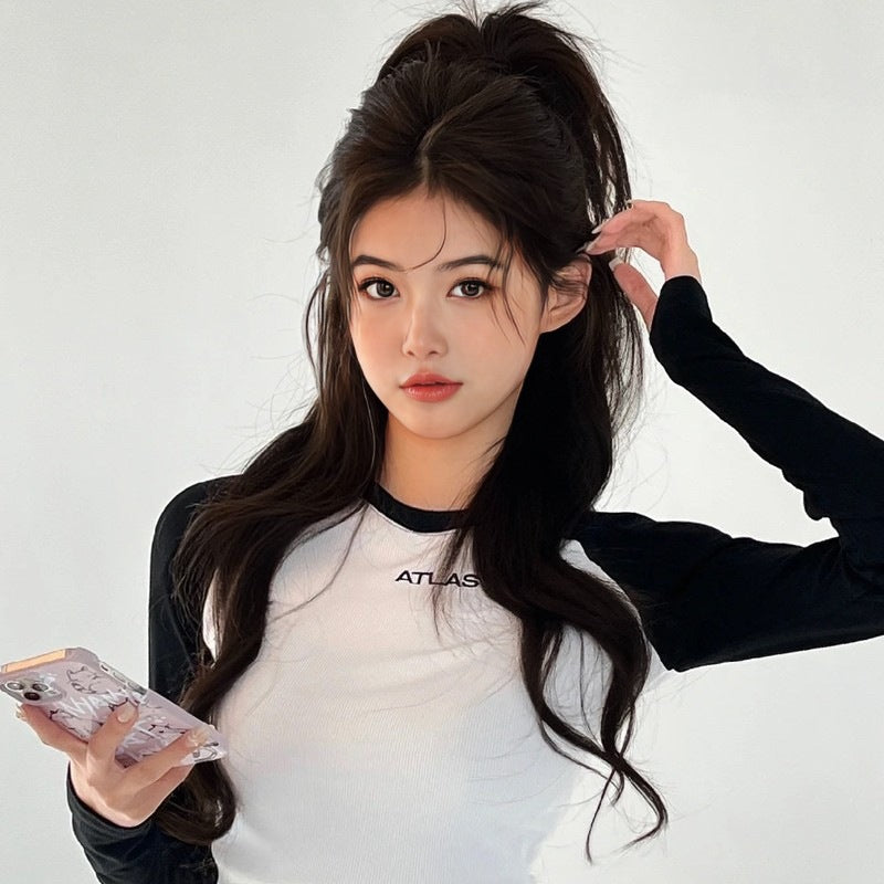 Adjustable Hand Tied Ponytail Simulation Hair High Skull Top Half Tied Waterfall Curly Hair Grasping Clip Long Curly Hair Wig