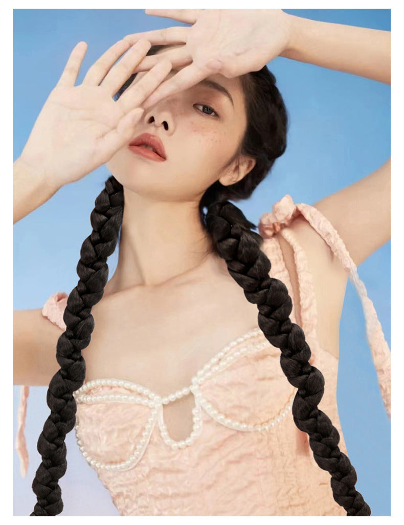 Synthetic Long Ponytail Hair Coolhair Wig African Dirty Braid Wig New Twisted Braid Single Double Ponytail Wig