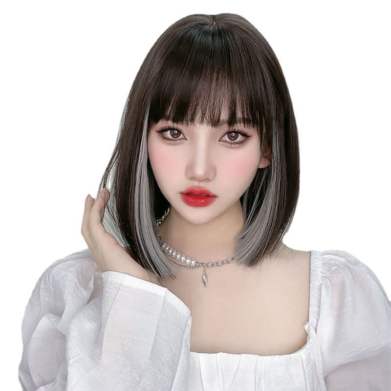 Coolhair Wig Cross-Border Small Women Ear-Hanging Short Bob Bangs Short Straight Hair Fashion Synthetic Wig