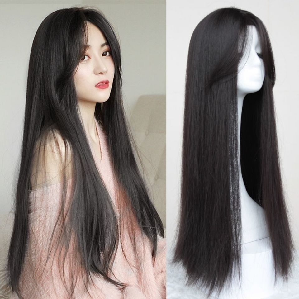 High Density Top Grade Coolhair Wig Half Hand Tied Natural Black Lace Front Machine Made Wigs for Women