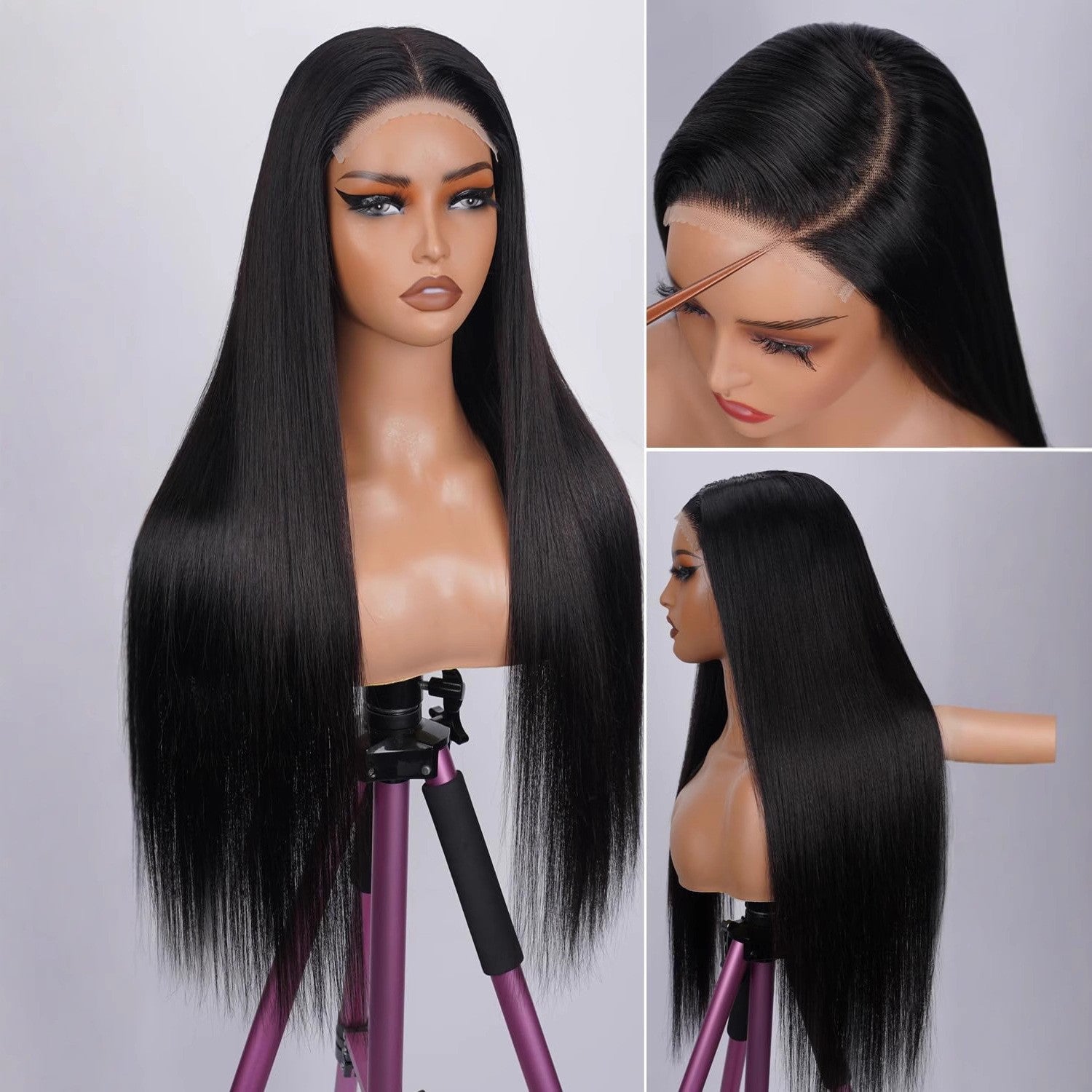 Coolhair Wig HD Transparent Lace Front Human Hair Wigs Pre Plucked 4x4 Closure Wig Brazilian Straight Glueless Lace Wig
