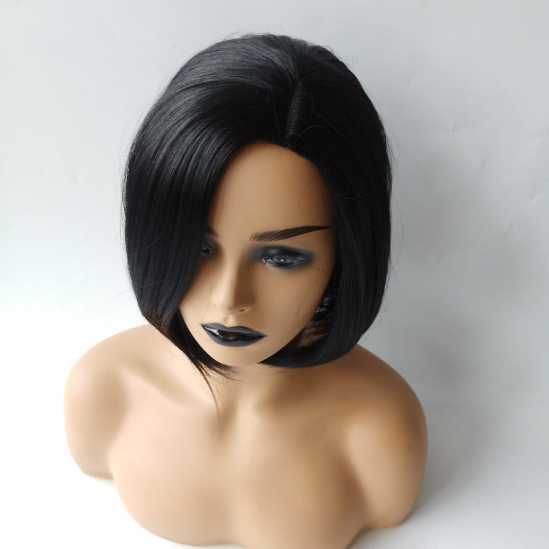 Wigs for women, short straight hair, side split, bobo hairstyle, synthetic headband, wigs, source of goods