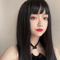 Wig Female Invisible Breathable Body Wave air Bangs Internet Famous Fluffy Natural Long Hair Trimming Face Full Head Cover Small