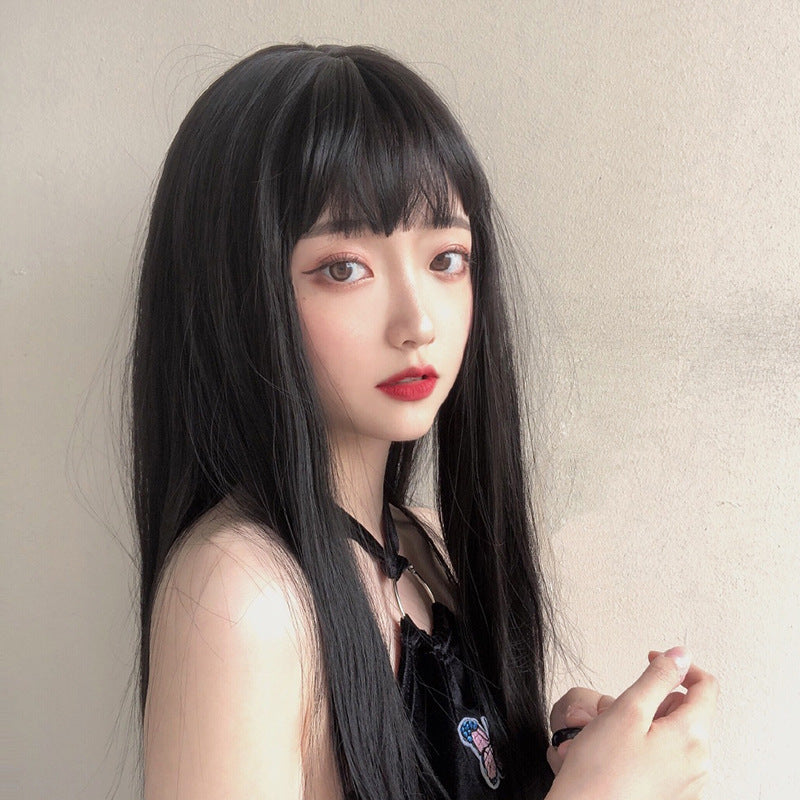 Wig Female Invisible Breathable Body Wave air Bangs Internet Famous Fluffy Natural Long Hair Trimming Face Full Head Cover Small