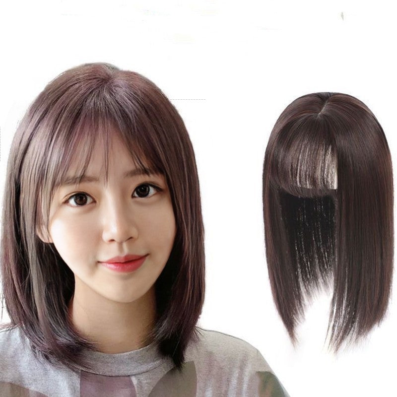 Coolhair Wig Hair Bangs Women's High-Temp Synthetic Straight Hair Topper with Fluffy Side Bangs Versatile Style for Party Wear
