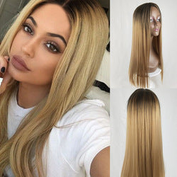 Hot Selling Body Wave Synthetic Wig for Women with Long Hair Gradient Color Heat Resistant and Natural Hairline Headband