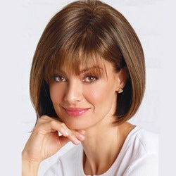 Factory Direct Supply Coolhair Wig European American Style Short Brown Wig with Elegant Trendy Air Bangs