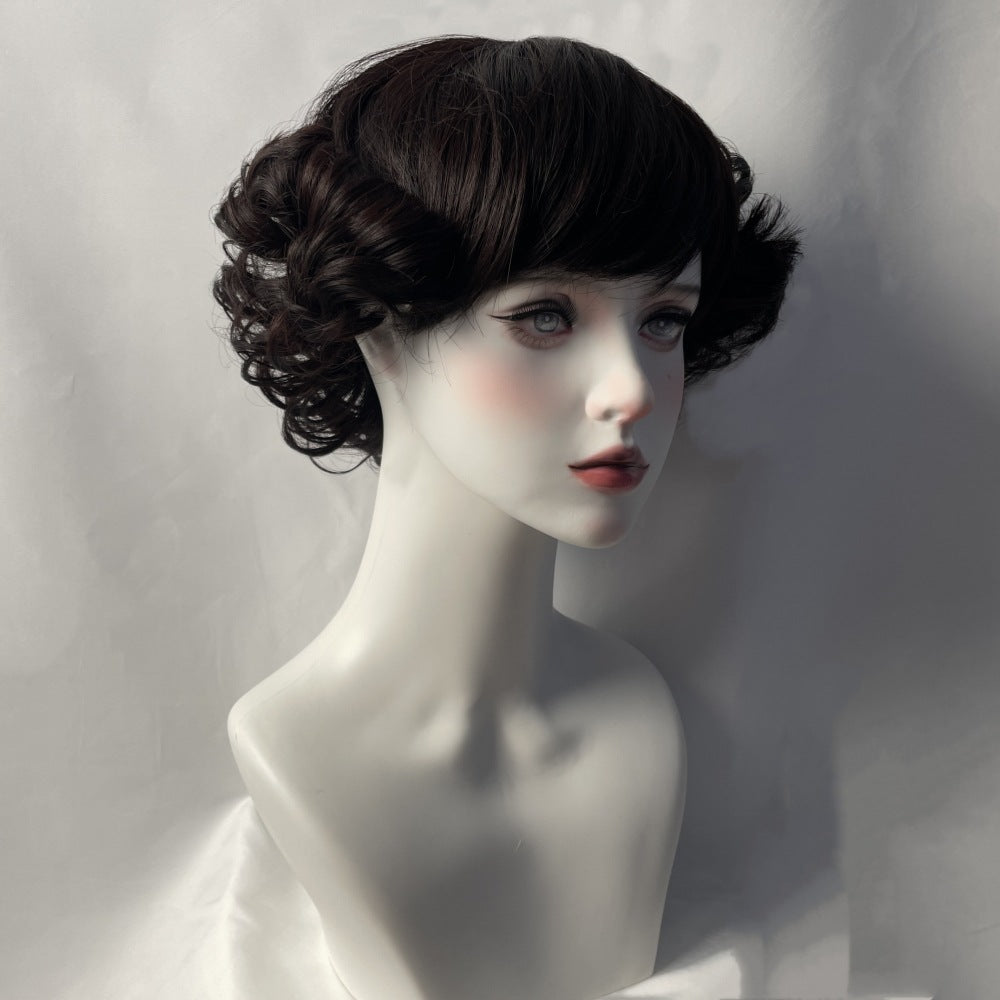 Coolhair Wig Women's Fluffy Short Curly Hair Headband with Synthetic Wig Women's Short Hair