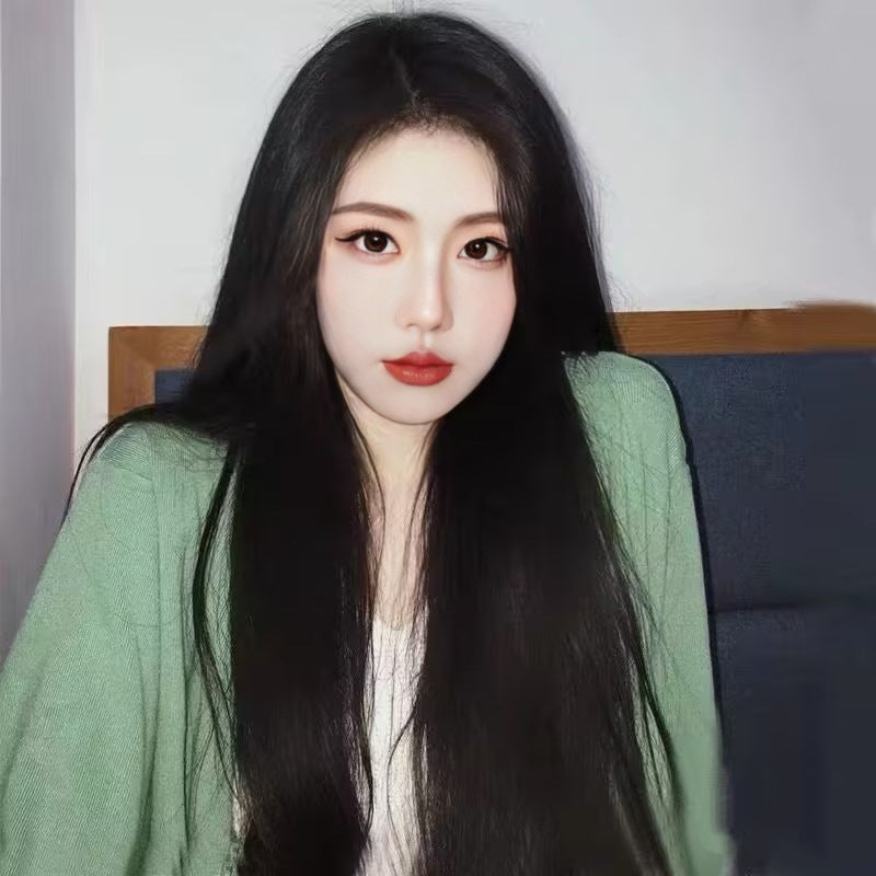 Wig for Women Small Waist Length Body Wave High-temperature Silk Mechanism Button Mesh Full Top Headband 100% Density Natural