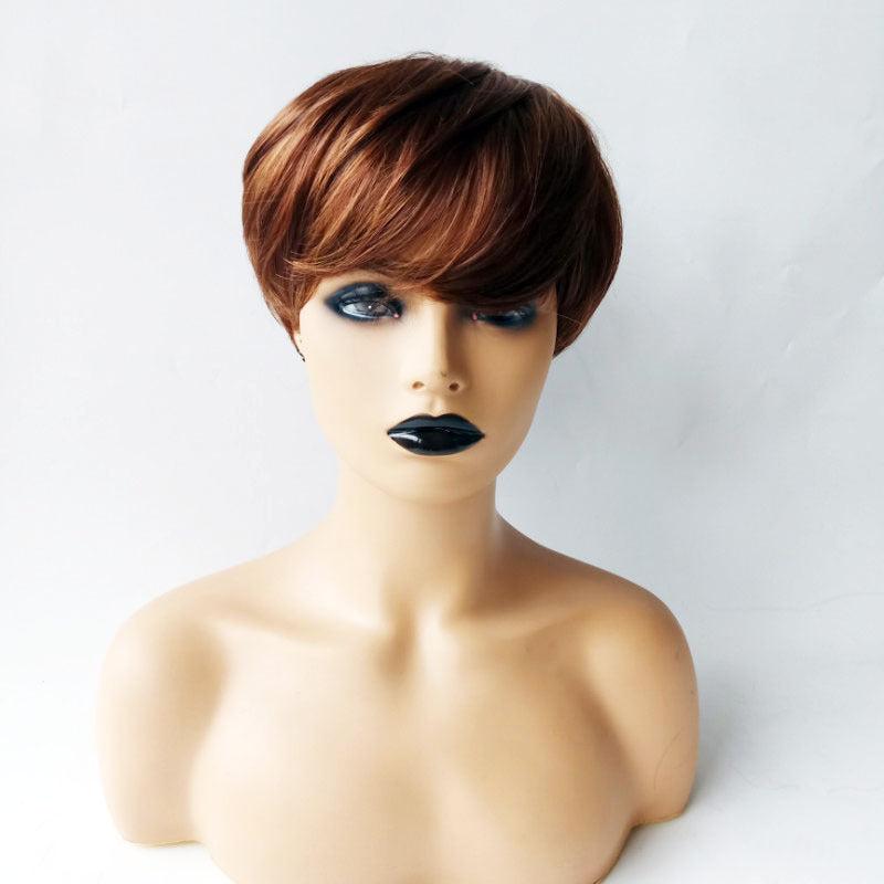 Cheapest Heat Resistant Fiber Synthetic Wigs Highlight Pixie Cut Short with Fringe Made Coolhair Wig Vendor