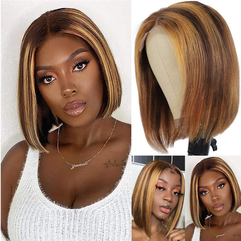 Coolhair Wig Raw Hair Blunt Cut Bob Wig Lace Frontal Blunt Cut Short Bob Lace Front Glueless Double Drawn Straight Bob Wigs