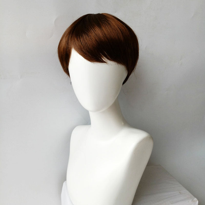 African women's short straight hair with slanted bangs manufacturer wholesale high temperature silk wig and headband