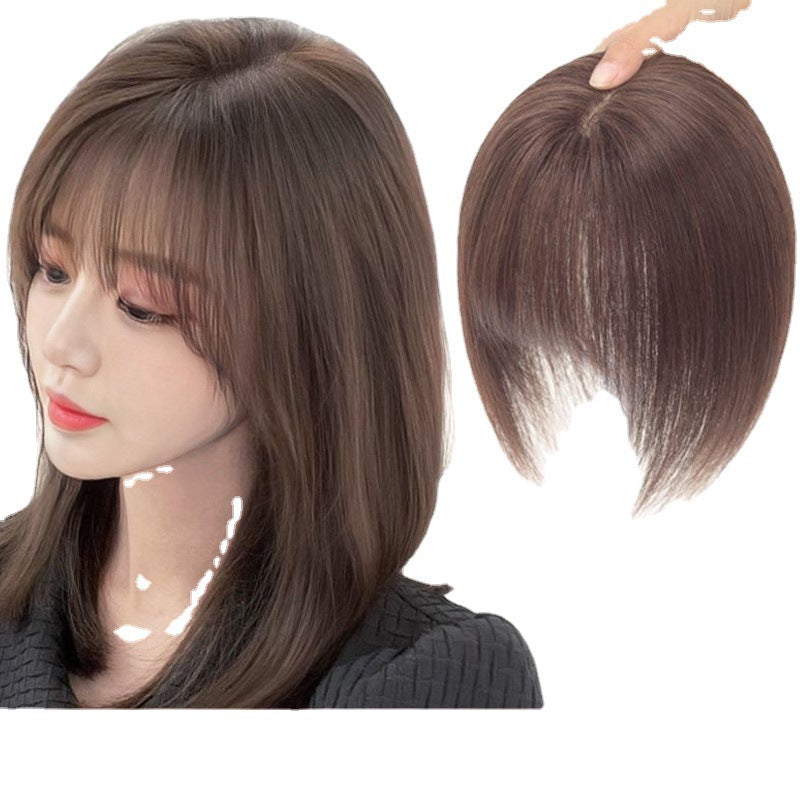 Coolhair Wig Hair Bangs Women's High-Temp Synthetic Straight Hair Topper with Fluffy Side Bangs Versatile Style for Party Wear