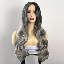 European American Body Wave Full Head Cover Women Breathable Wig 100% Density Natural Hairline Heat Resistant Gradient