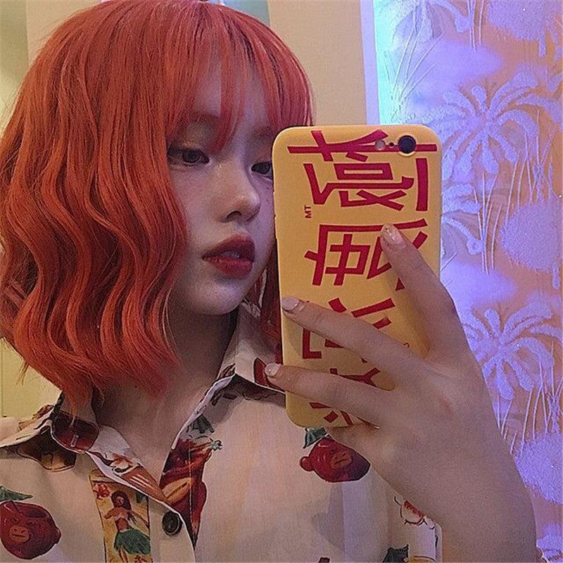 Manufacturer In-stock Wholesale Coolhair Wig Fashion Orange Air Bang Wig Body Wave Machine Made