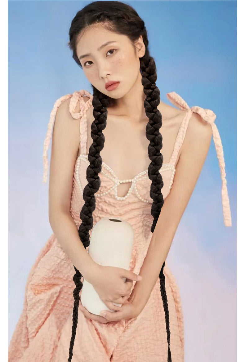 Synthetic Long Ponytail Hair Coolhair Wig African Dirty Braid Wig New Twisted Braid Single Double Ponytail Wig