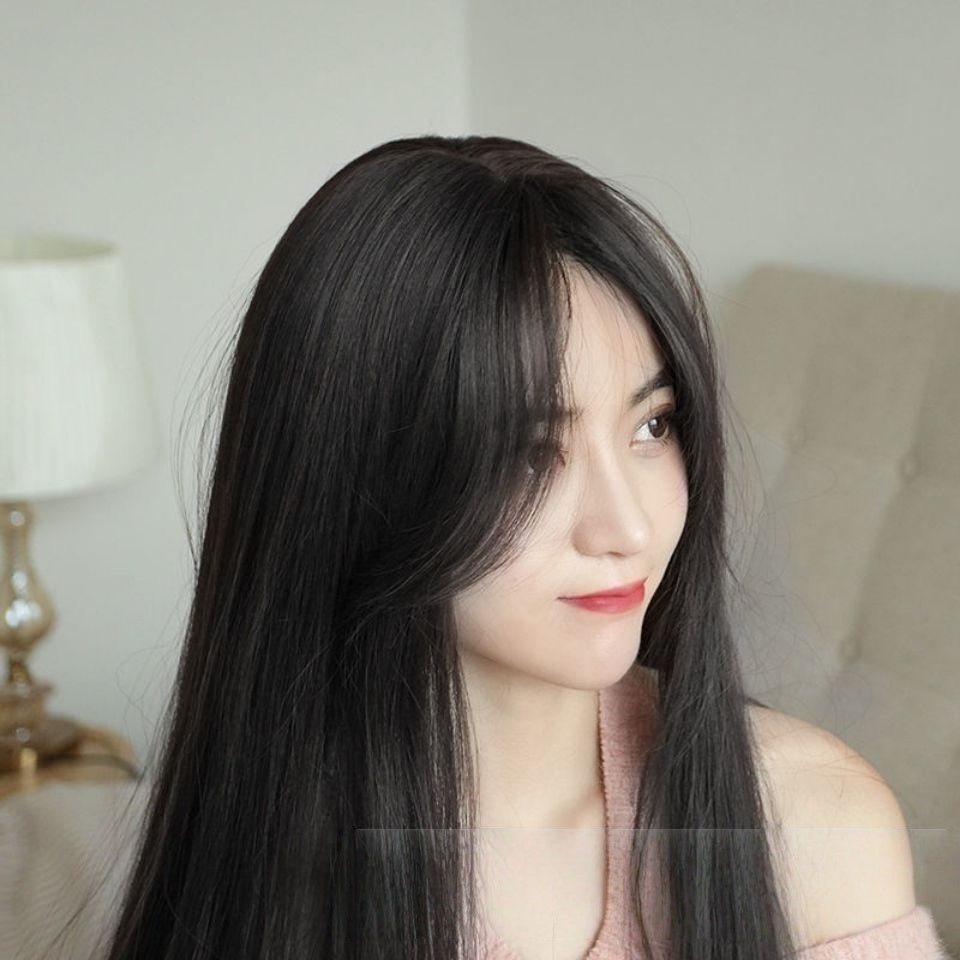 High Density Top Grade Coolhair Wig Half Hand Tied Natural Black Lace Front Machine Made Wigs for Women